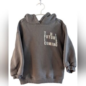 Zara Gray Boys Kids Thick Hoodie with 'The Future Is Here' Print
